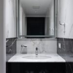 Bathroom vanity with marble countertop